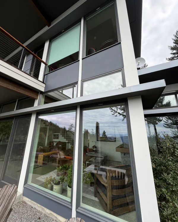 Floor-to-ceiling windows on a modern house.